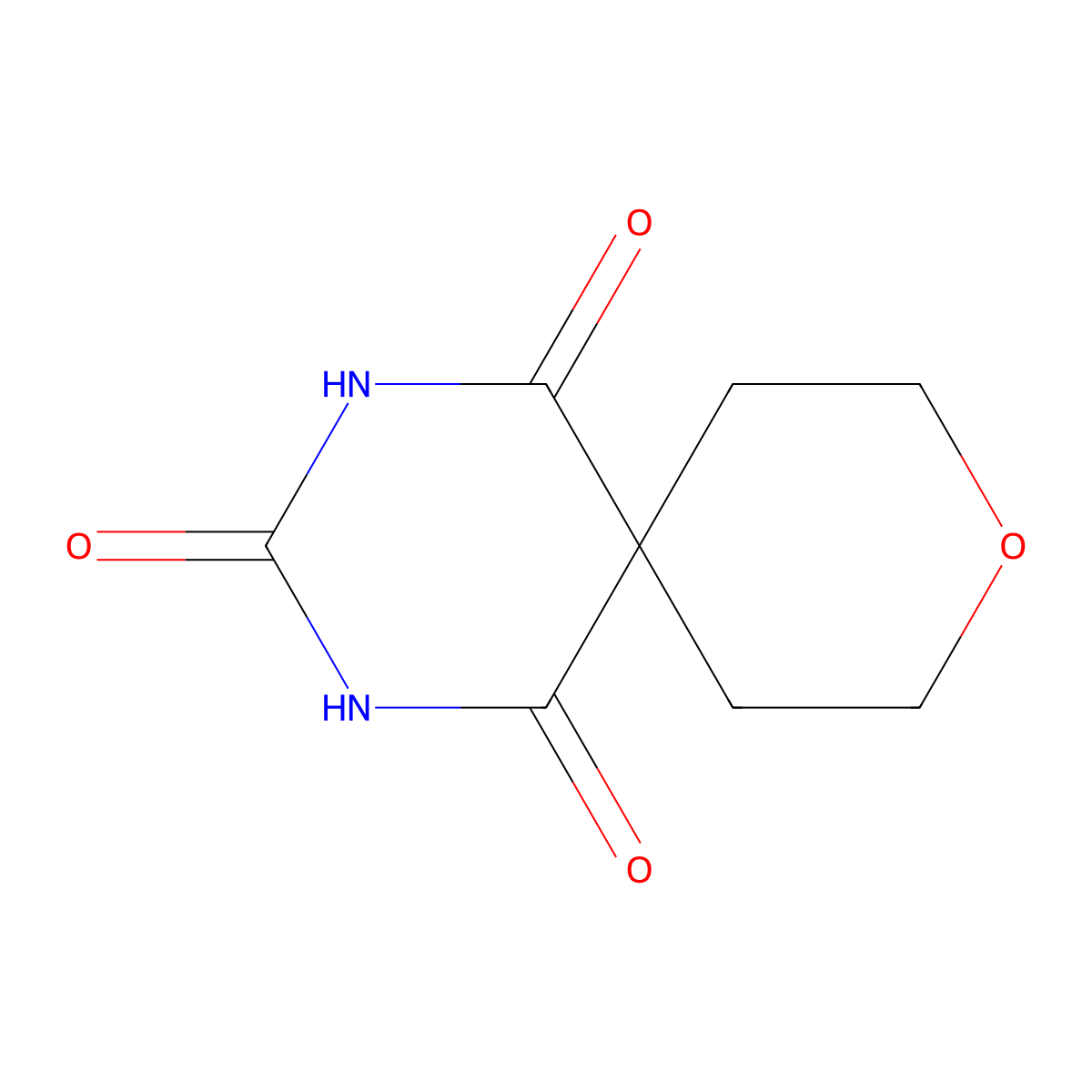 9-Oxa-2,4-diazaspiro[5.5]undecane-1,3,5-trione molecular structure, CAS 5721-46-0