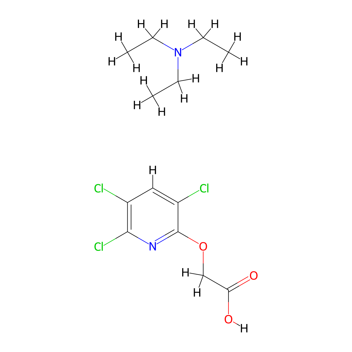 Triclopyr triethylamine molecular structure, CAS 57213-69-1