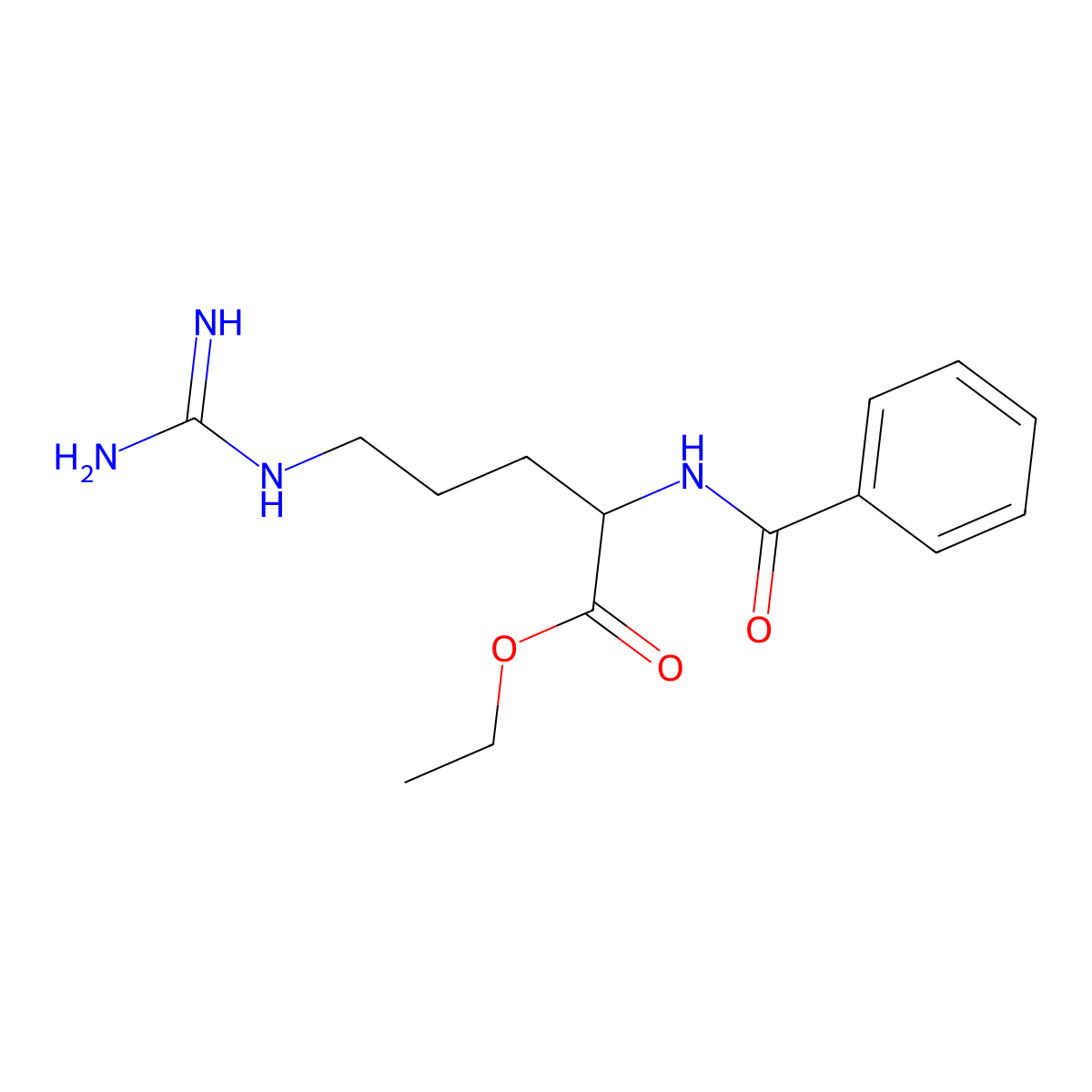 Ethyl 5-{[amino(imino)methyl]amino}-2-(benzoylamino)pentanoate molecular structure, CAS 5722-01-0