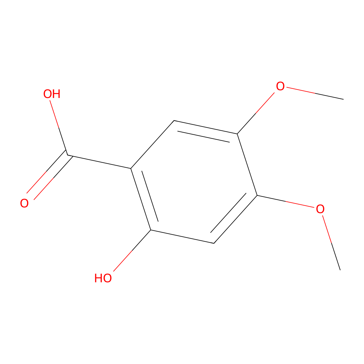 2-Hydroxy-4,5-dimethoxybenzoic acid molecular structure, CAS 5722-93-0