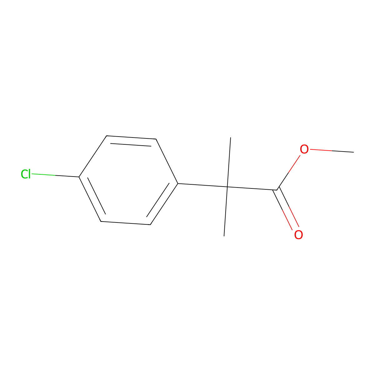 Methyl 2-(4-chlorophenyl)-2-methylpropanoate molecular structure, CAS 57225-86-2