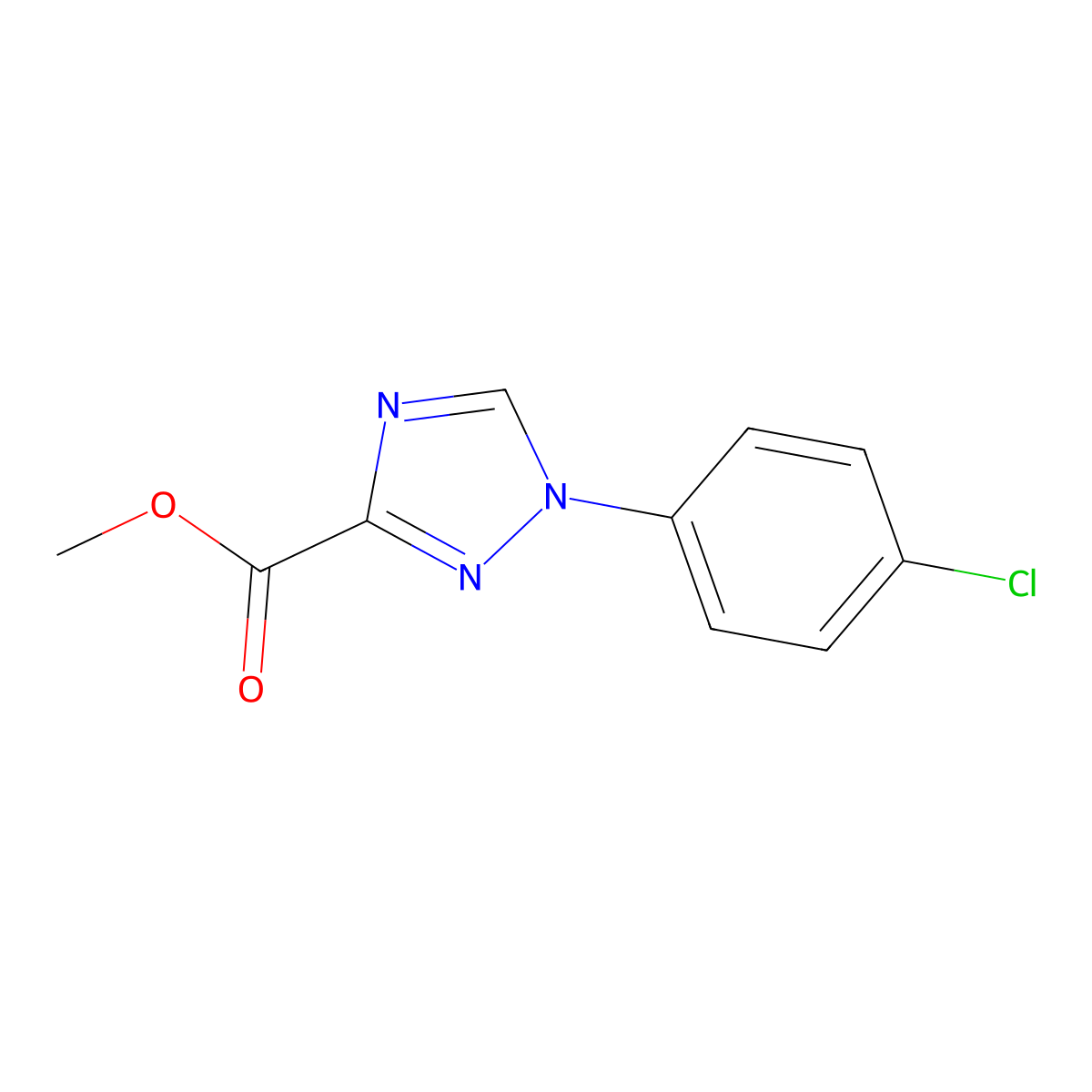 methyl 1-(4-chlorophenyl)-1H-1,2,4-triazole-3-carboxylate molecular structure, CAS 57227-00-6