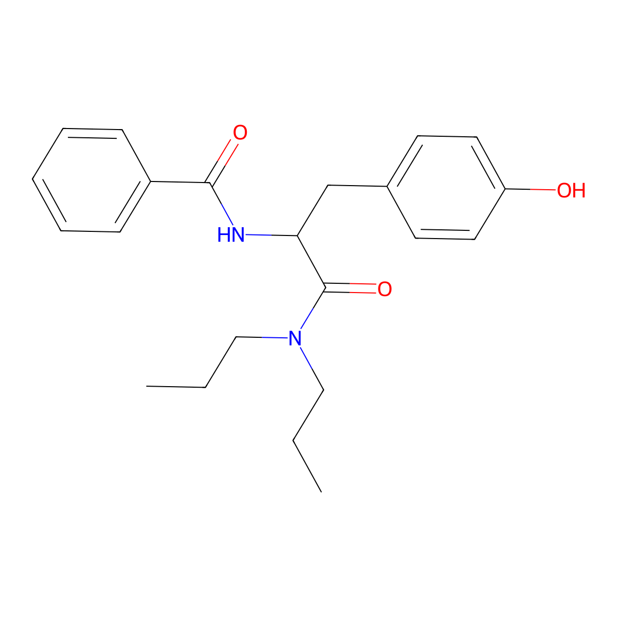 alpha-(Benzoylamino)-4-hydroxy-N,N-dipropylbenzenepropanamide molecular structure, CAS 57227-09-5