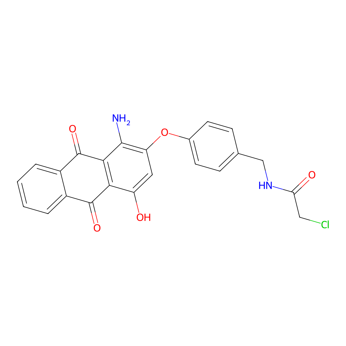 N-((4-((1-Amino-9,10-dihydro-4-hydroxy-9,10-dioxo-2-anthryl)oxy)phenyl)methyl)-2-chloroacetamide molecular structure, CAS 57232-98-1