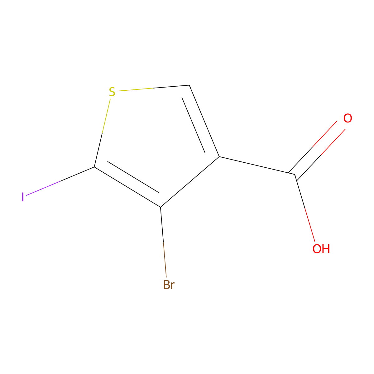 4-Bromo-5-iodothiophene-3-carboxylic acid molecular structure, CAS 57233-96-2