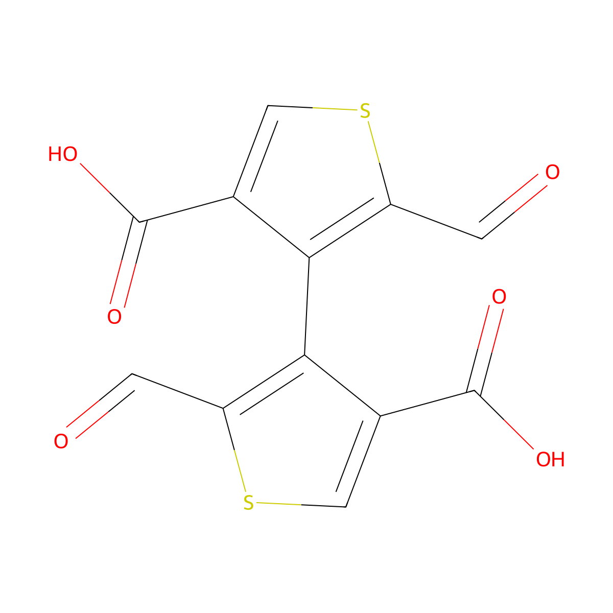 4-(4-Carboxy-2-formylthiophen-3-yl)-5-formylthiophene-3-carboxylic acid molecular structure, CAS 57234-00-1