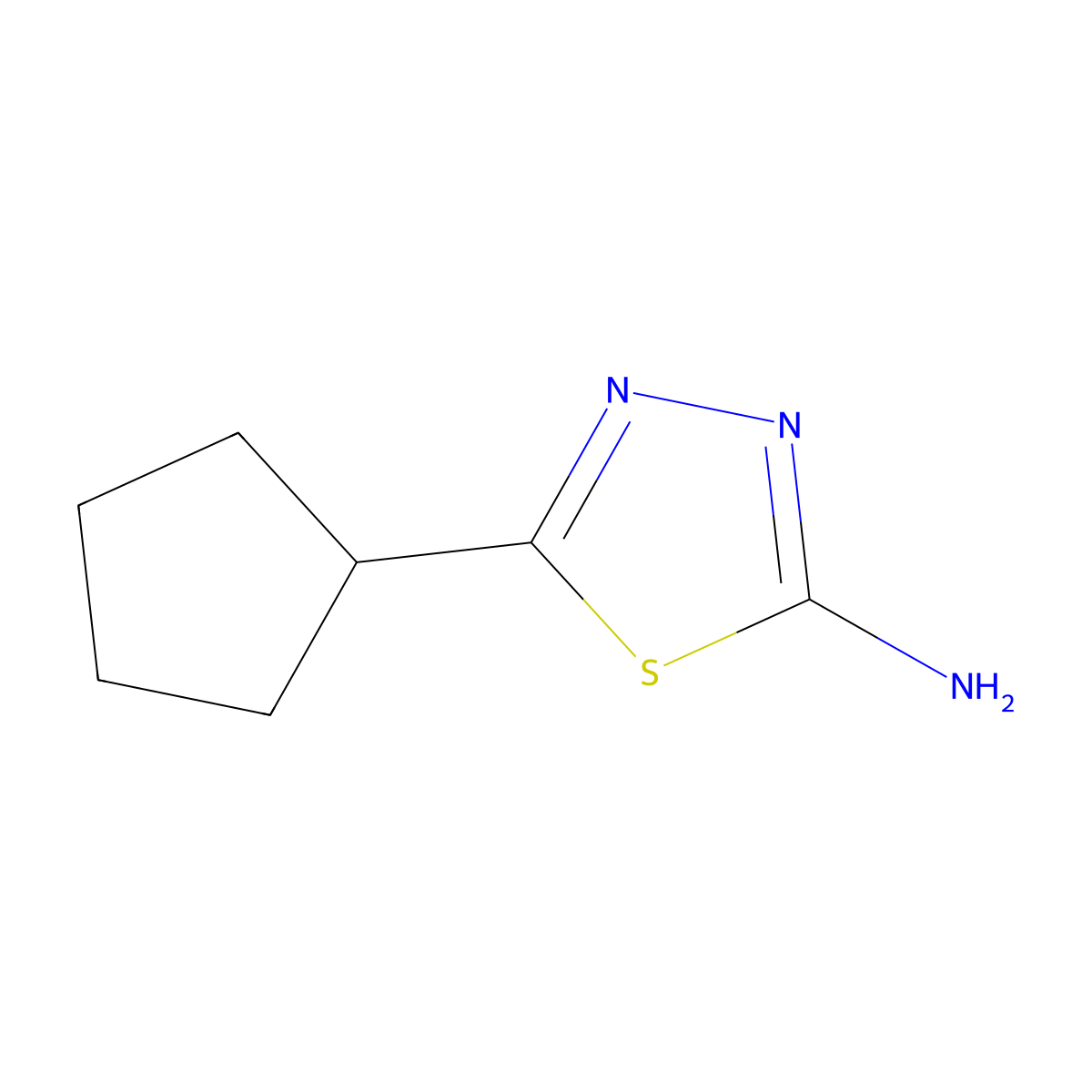 5-Cyclopentyl-1,3,4-thiadiazol-2-amine molecular structure, CAS 57235-54-8