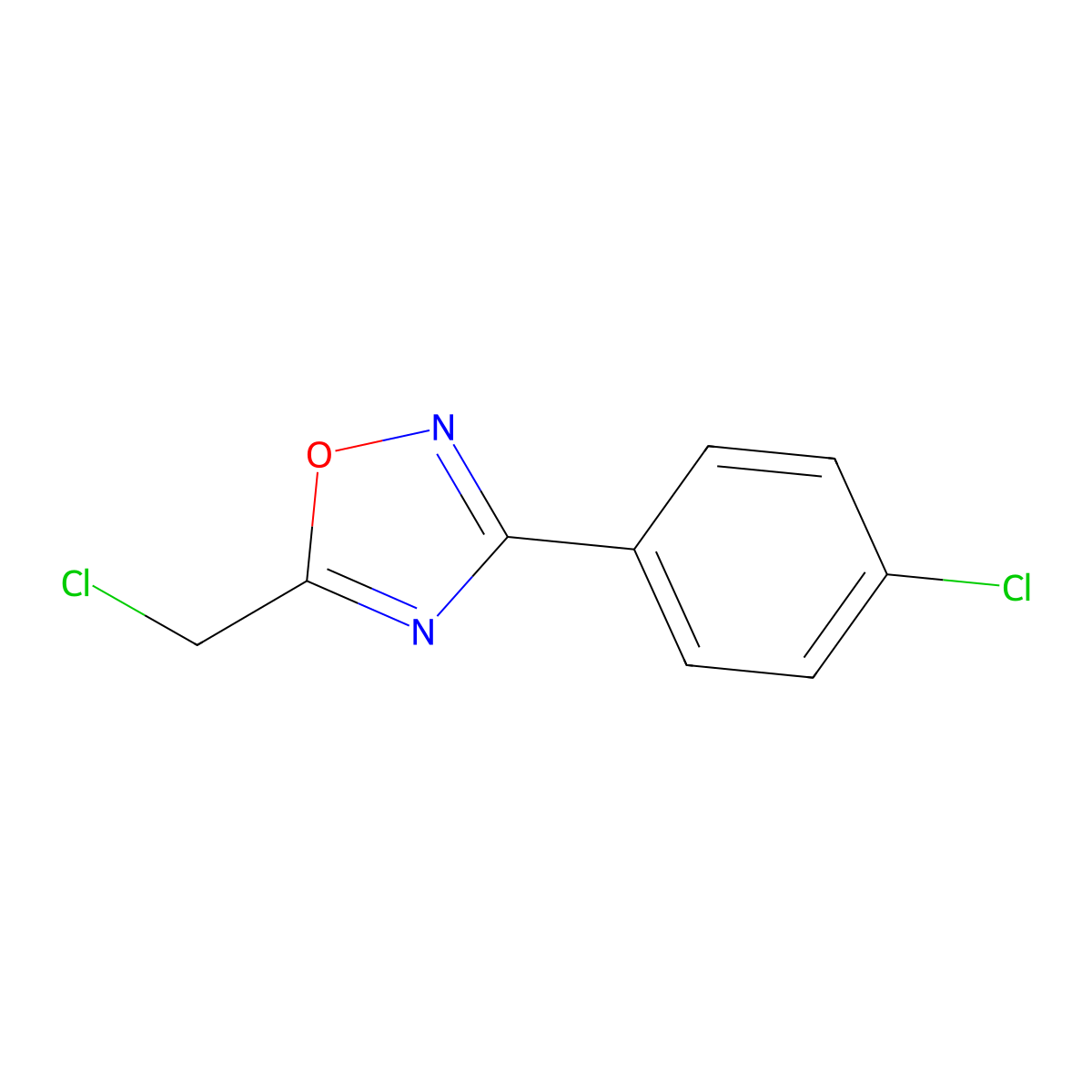 5-(Chloromethyl)-3-(4-chlorophenyl)-1,2,4-oxadiazole molecular structure, CAS 57238-75-2