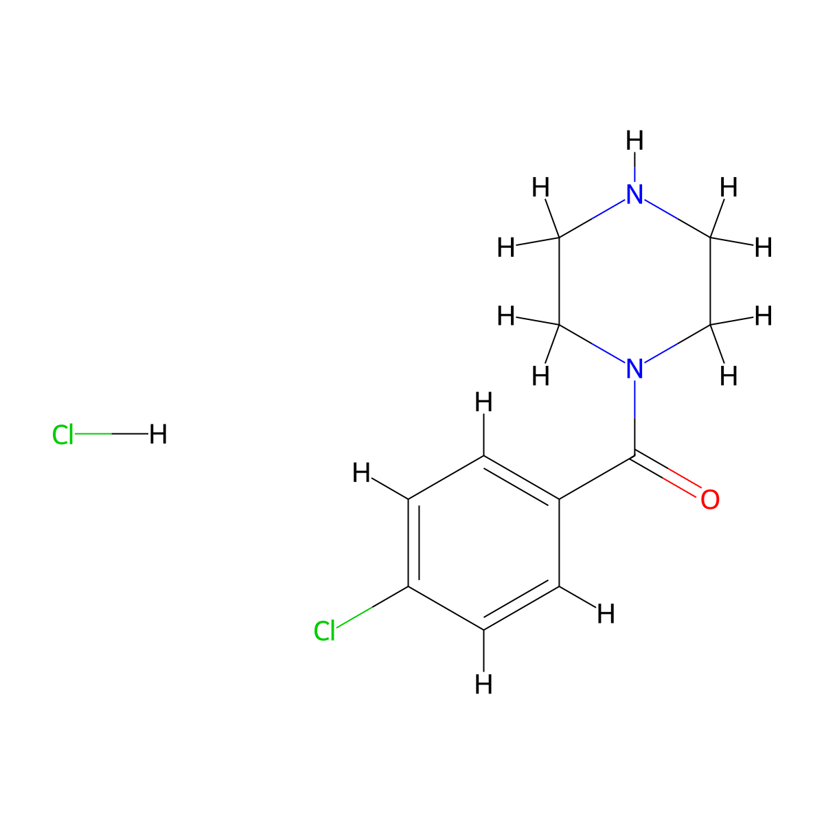 (4-Chlorophenyl)(piperazin-1-yl)methanone hydrochloride molecular structure, CAS 57238-81-0