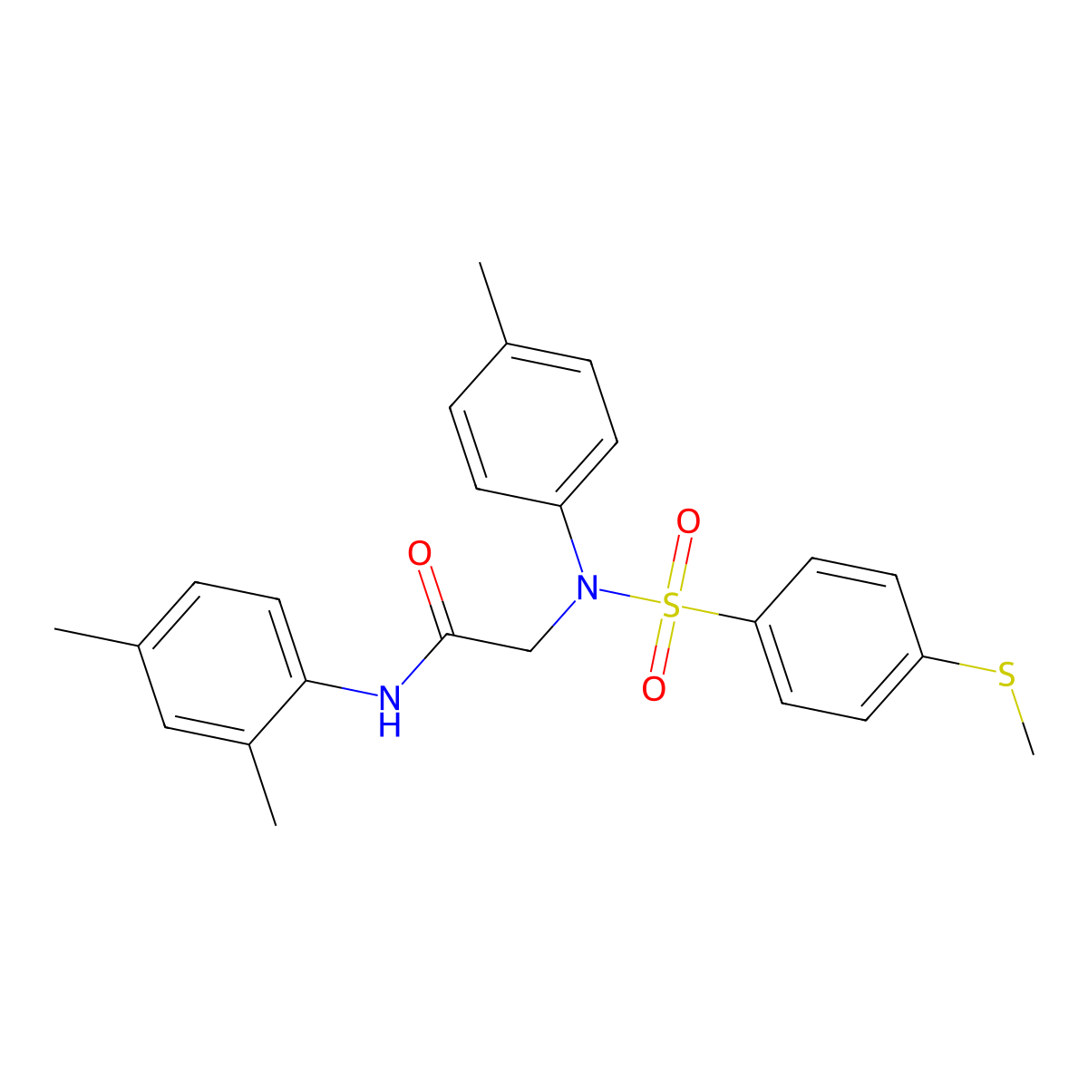 N-(2,4-dimethylphenyl)-2-(4-methyl-N-(4-methylsulfanylphenyl)sulfonylanilino)acetamide molecular structure, CAS 5724-39-0