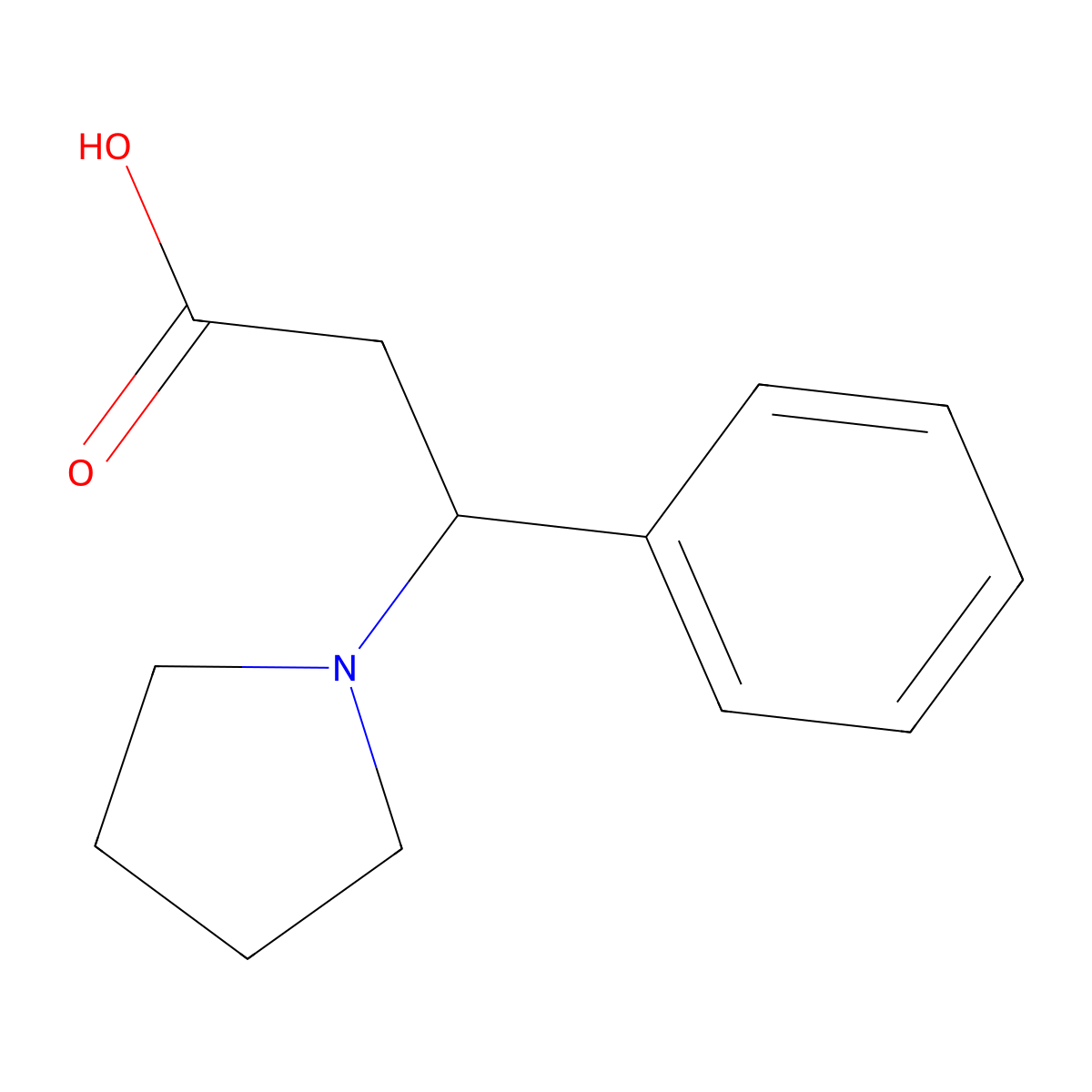 3-Phenyl-3-(pyrrolidin-1-yl)propanoic acid molecular structure, CAS 5724-77-6