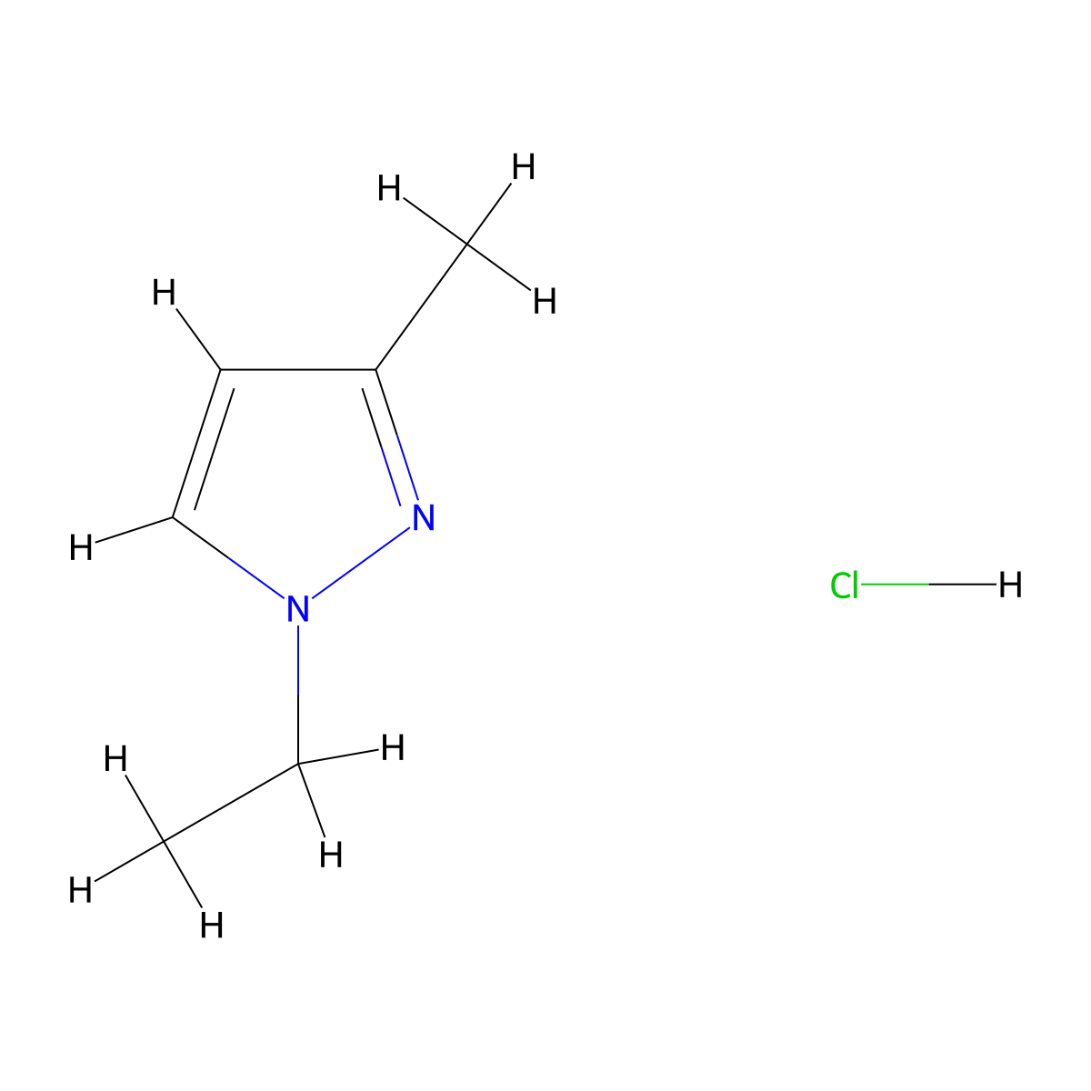 1-ethyl-3-methyl-1H-pyrazole hydrochloride molecular structure, CAS 57241-76-6