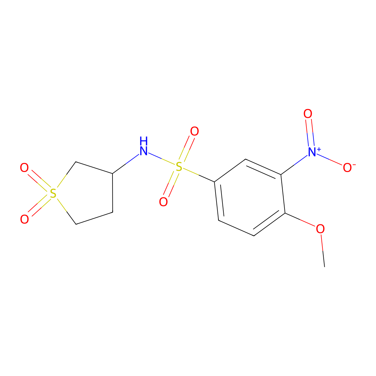 N-(1,1-dioxidotetrahydrothiophen-3-yl)-4-methoxy-3-nitrobenzenesulfonamide molecular structure, CAS 57249-74-8