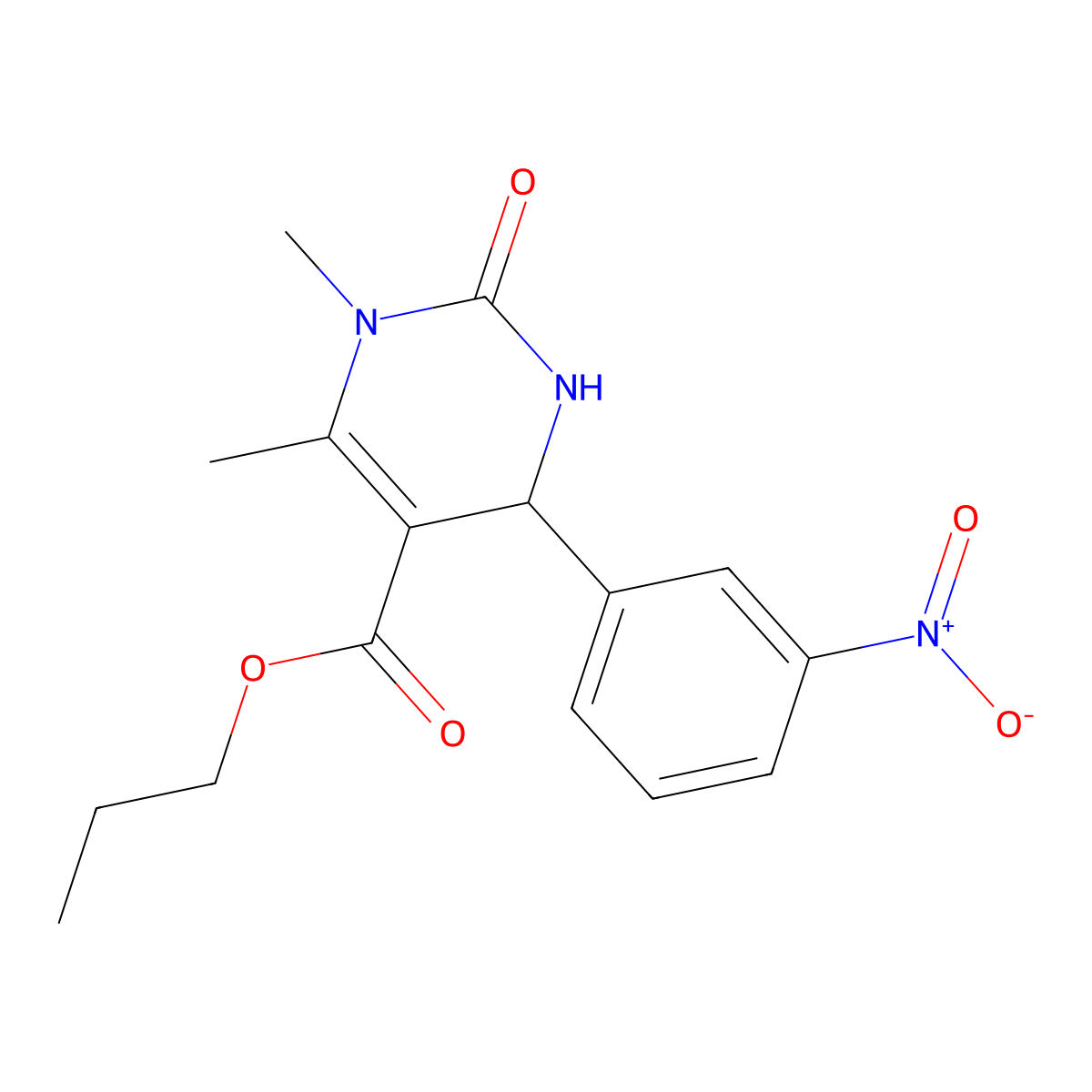 Propyl 1,6-dimethyl-4-(3-nitrophenyl)-2-oxo-1,2,3,4-tetrahydropyrimidine-5-carboxylate molecular structure, CAS 5725-56-4