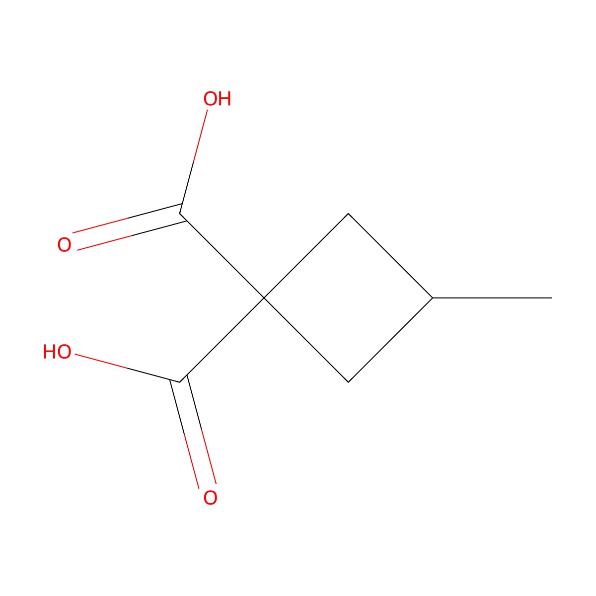 3-methylcyclobutane-1,1-dicarboxylic Acid molecular structure, CAS 57252-84-3