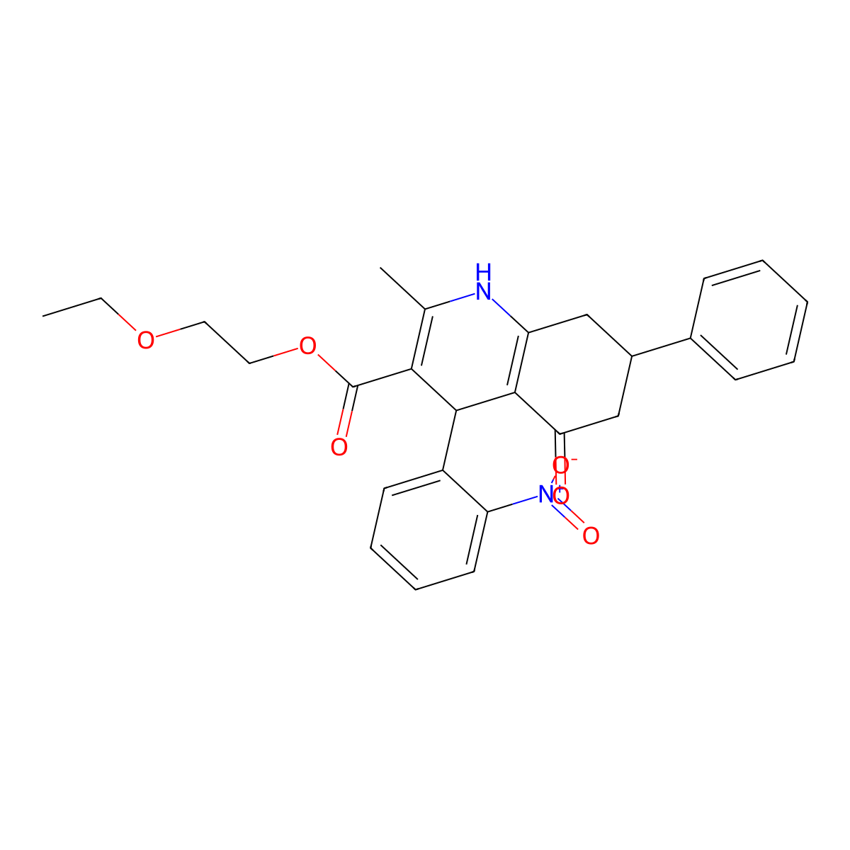 2-Ethoxyethyl 2-methyl-4-(2-nitrophenyl)-5-oxo-7-phenyl-1,4,5,6,7,8-hexahydroquinoline-3-carboxylate molecular structure, CAS 5726-93-2
