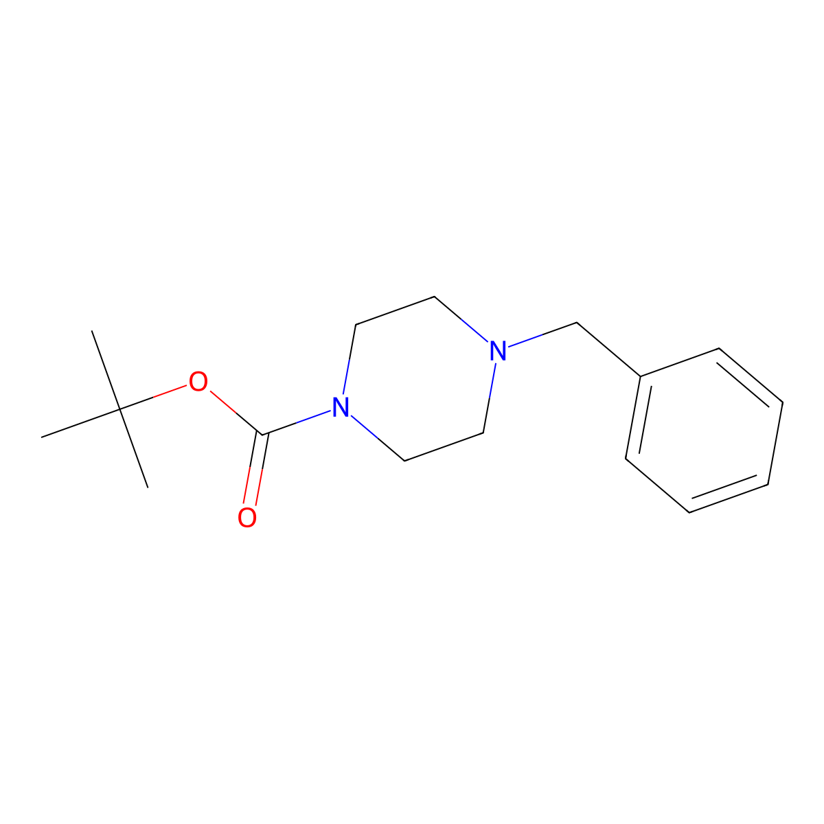 Tert-butyl 4-benzylpiperazine-1-carboxylate molecular structure, CAS 57260-70-5