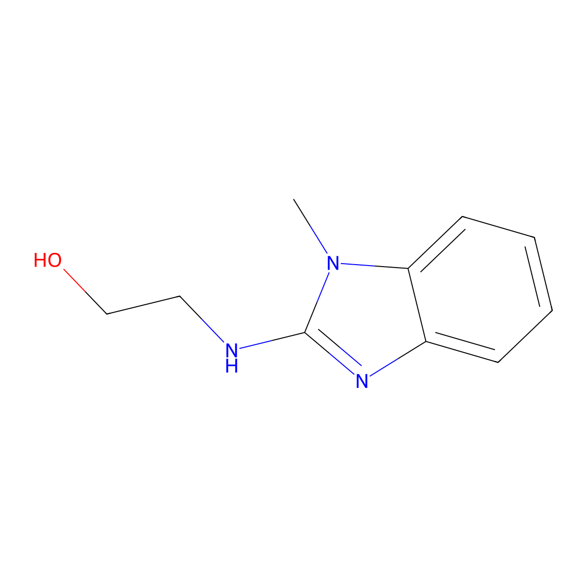 2-((1-methyl-1H-1,3-benzodiazol-2-yl)amino)ethan-1-ol molecular structure, CAS 57262-39-2