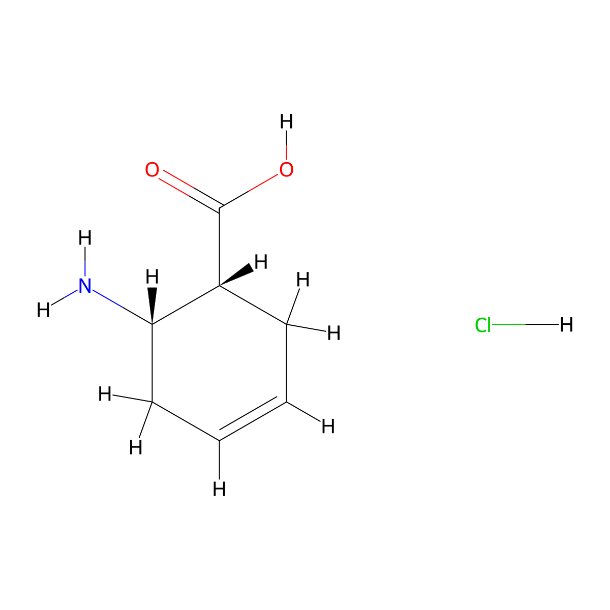 cis-6-Amino-3-cyclohexene-1-carboxylic acid hydrochloride molecular structure, CAS 57266-56-5