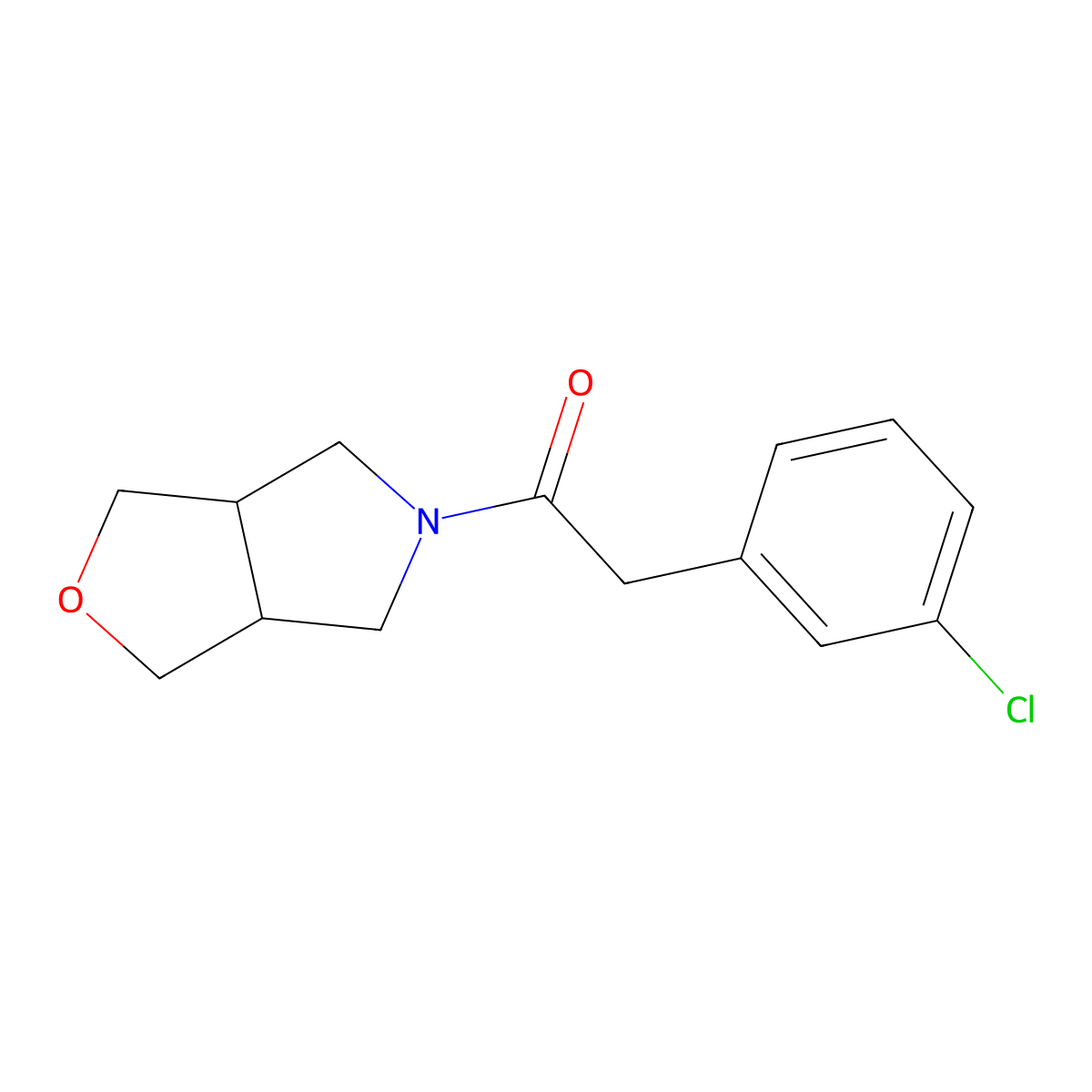2-(3-Chlorophenyl)-1-[(3aR,6aS)-tetrahydro-1H-furo[3,4-c]pyrrol-5(3H)-yl]ethan-1-one molecular structure, CAS 57269-02-0