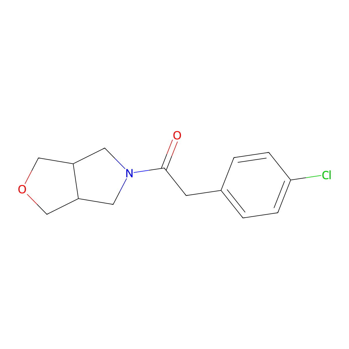 2-(4-Chlorophenyl)-1-[(3aR,6aS)-tetrahydro-1H-furo[3,4-c]pyrrol-5(3H)-yl]ethan-1-one molecular structure, CAS 57269-03-1