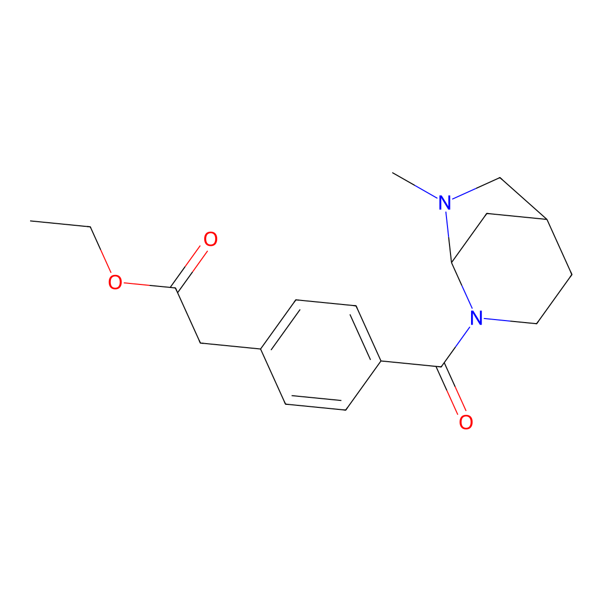 3,8-Diazabicyclo(3.2.1)octane, 3-((alpha-ethoxycarbonyl)-p-toluoyl)-8-methyl- molecular structure, CAS 57269-19-9