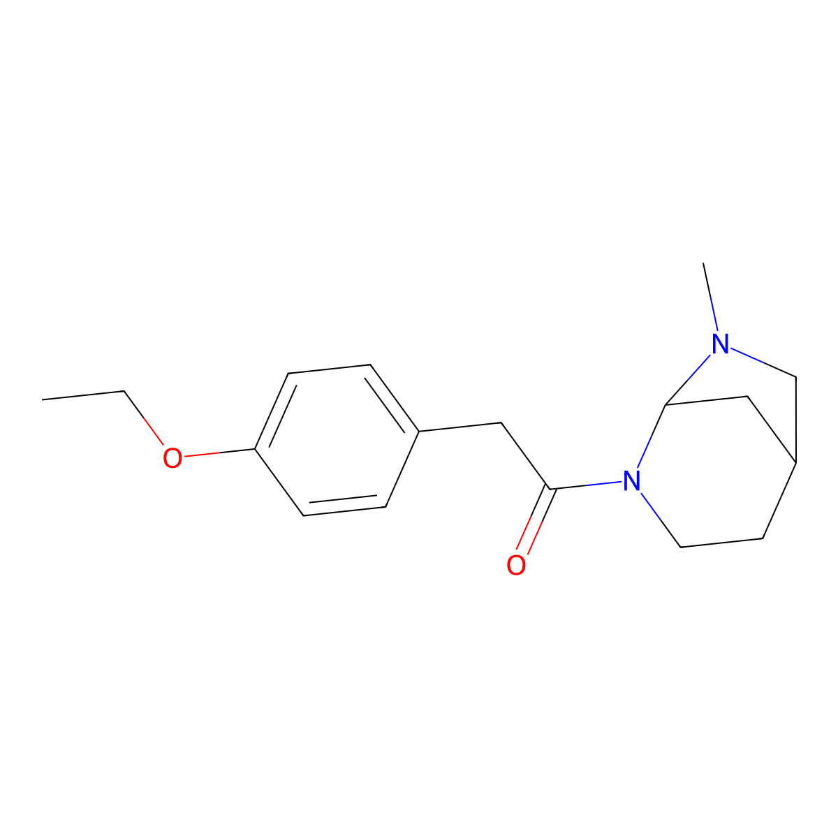 3,8-Diazabicyclo(3.2.1)octane, 3-(p-ethoxyphenyl)acetyl-8-methyl- molecular structure, CAS 57269-26-8
