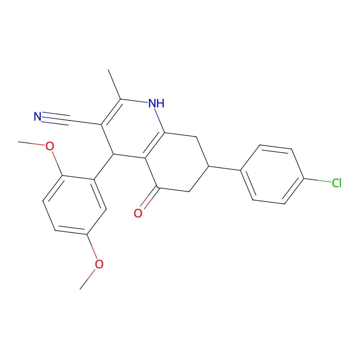 7-(4-Chlorophenyl)-4-(2,5-dimethoxyphenyl)-2-methyl-5-oxo-1,4,5,6,7,8-hexahydroquinoline-3-carbonitrile molecular structure, CAS 5727-24-2