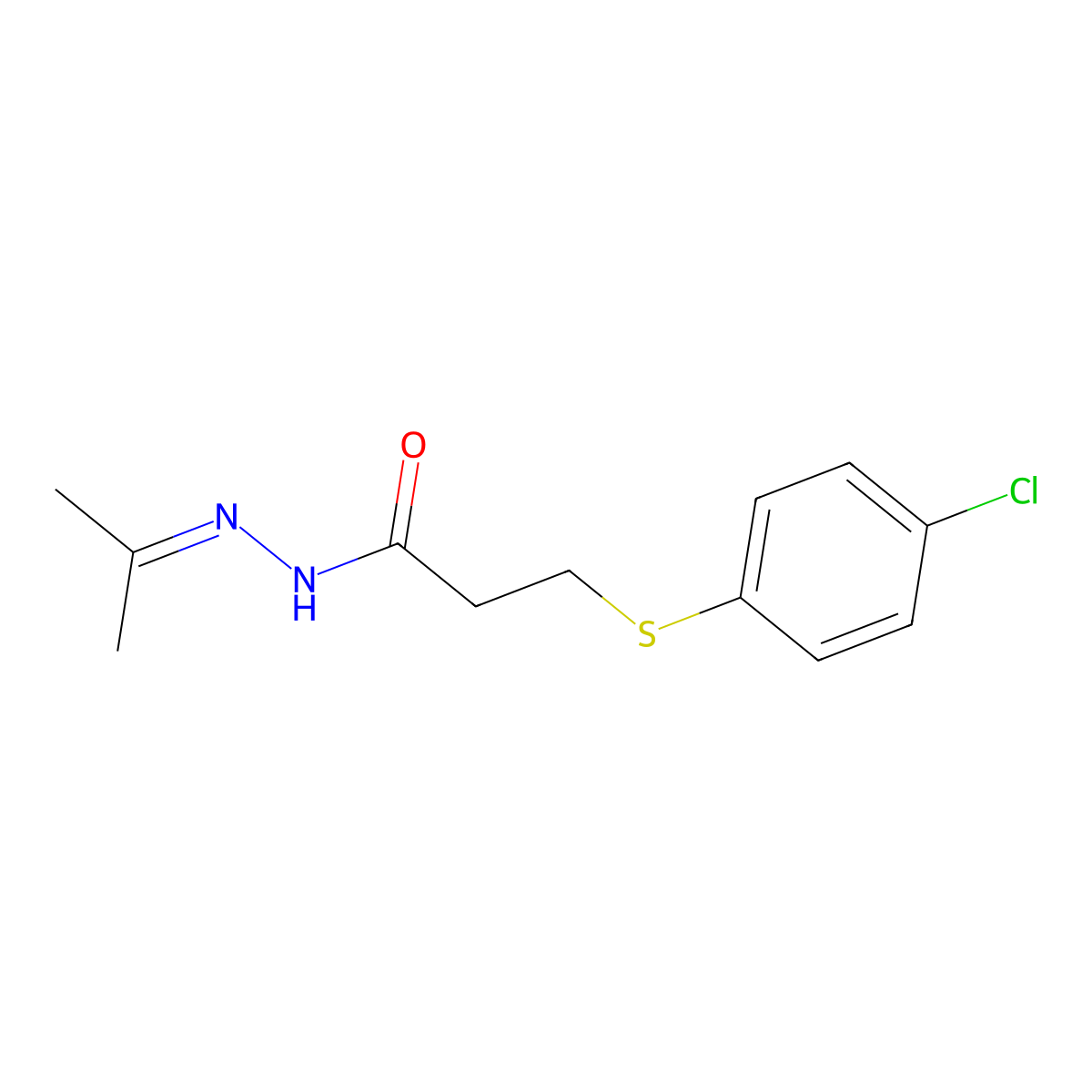 3-(4-chlorophenyl)sulfanyl-N-(propan-2-ylideneamino)propanamide molecular structure, CAS 5727-80-0