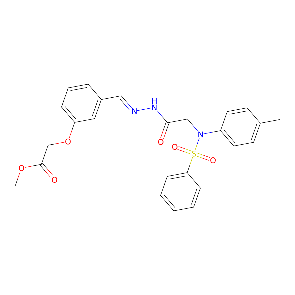 methyl 2-[3-[[[2-[N-(benzenesulfonyl)-4-methylanilino]acetyl]hydrazinylidene]methyl]phenoxy]acetate molecular structure, CAS 5727-92-4
