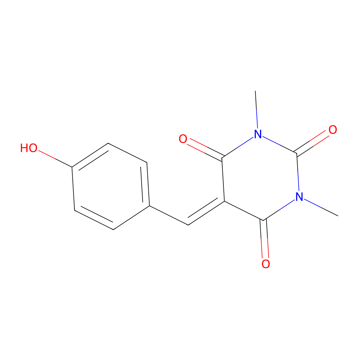 5-[(4-Hydroxyphenyl)methylidene]-1,3-dimethyl-1,3-diazinane-2,4,6-trione molecular structure, CAS 57270-80-1