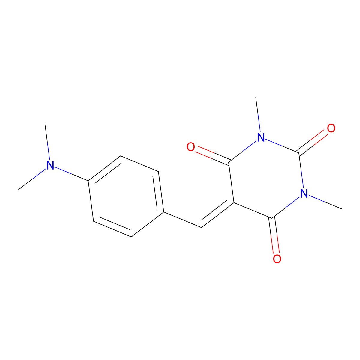 5-((4-(Dimethylamino)phenyl)methylene)-1,3-dimethylbarbituric acid molecular structure, CAS 57270-81-2
