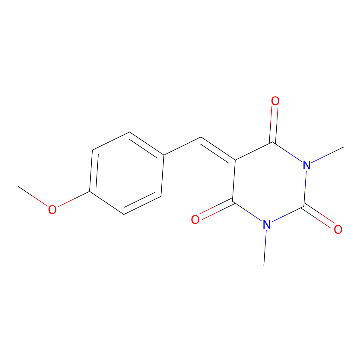5-[(4-Methoxyphenyl)methylidene]-1,3-dimethyl-1,3-diazinane-2,4,6-trione molecular structure, CAS 57270-82-3