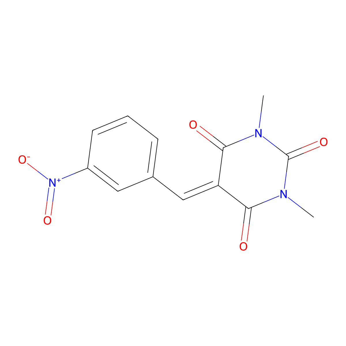 1,3-Dimethyl-5-[(3-nitrophenyl)methylidene]-1,3-diazinane-2,4,6-trione molecular structure, CAS 57270-90-3
