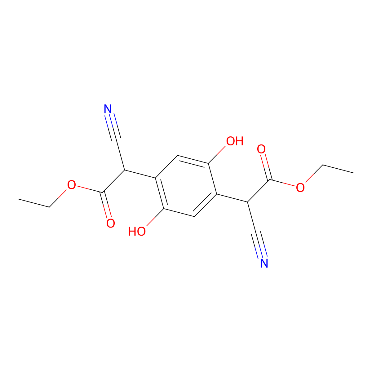 Diethyl 2,2'-(2,5-dihydroxy-1,4-phenylene)bis(cyanoacetate) molecular structure, CAS 57271-90-6
