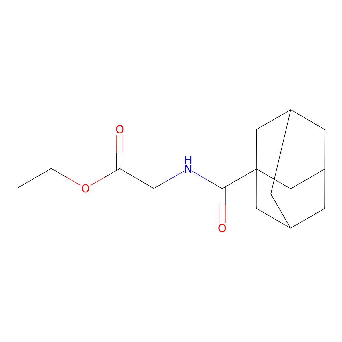 Ethyl 2-(adamantane-1-carbonylamino)acetate molecular structure, CAS 57277-63-1