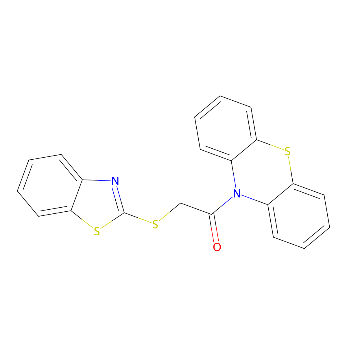 2-(Benzothiazol-2-ylsulfanyl)-1-phenothiazin-10-yl-ethanone molecular structure, CAS 5728-89-2