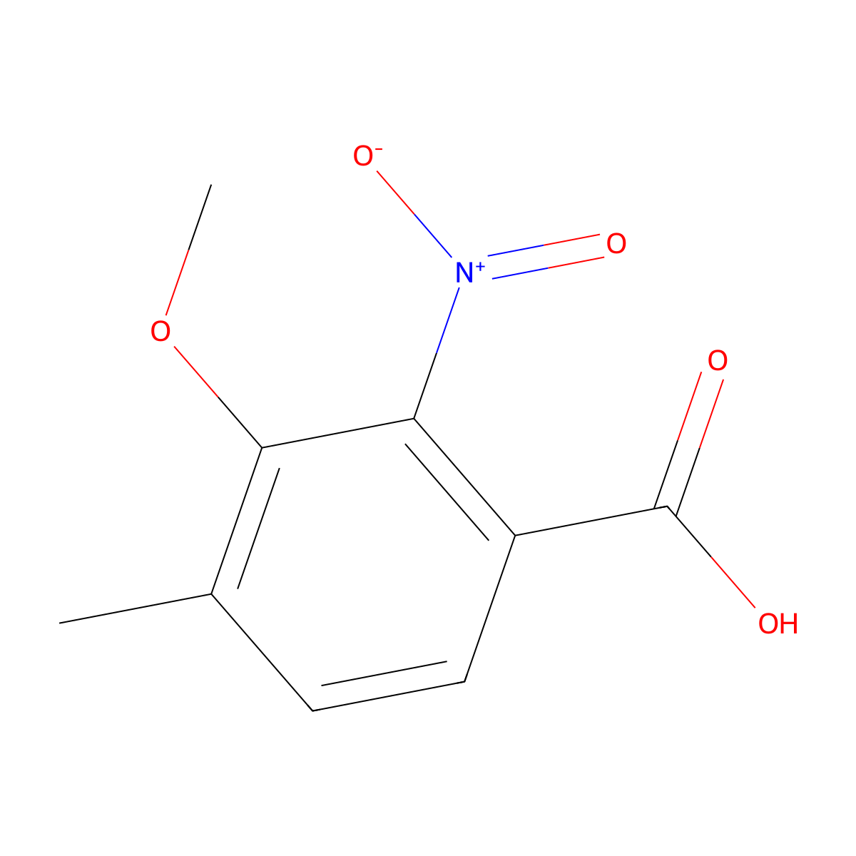 3-Methoxy-4-methyl-2-nitrobenzoic acid molecular structure, CAS 57281-77-3