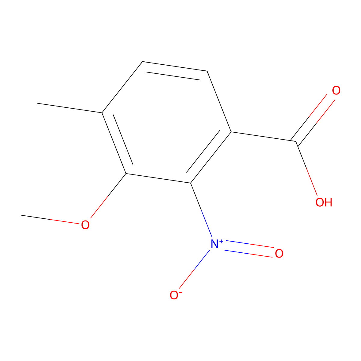 3-Methoxy-4-methyl-2-nitrobenzoic acid molecular structure, CAS 57281-77-3