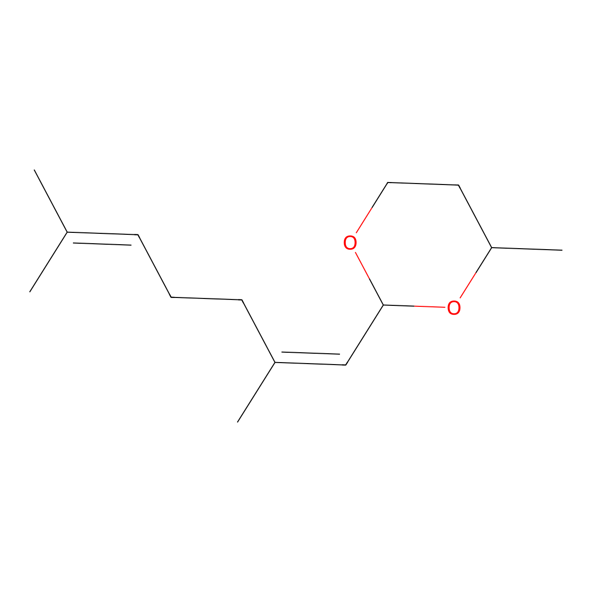 2-(2,6-Dimethylhepta-1,5-dienyl)-4-methyl-1,3-dioxane molecular structure, CAS 57282-45-8