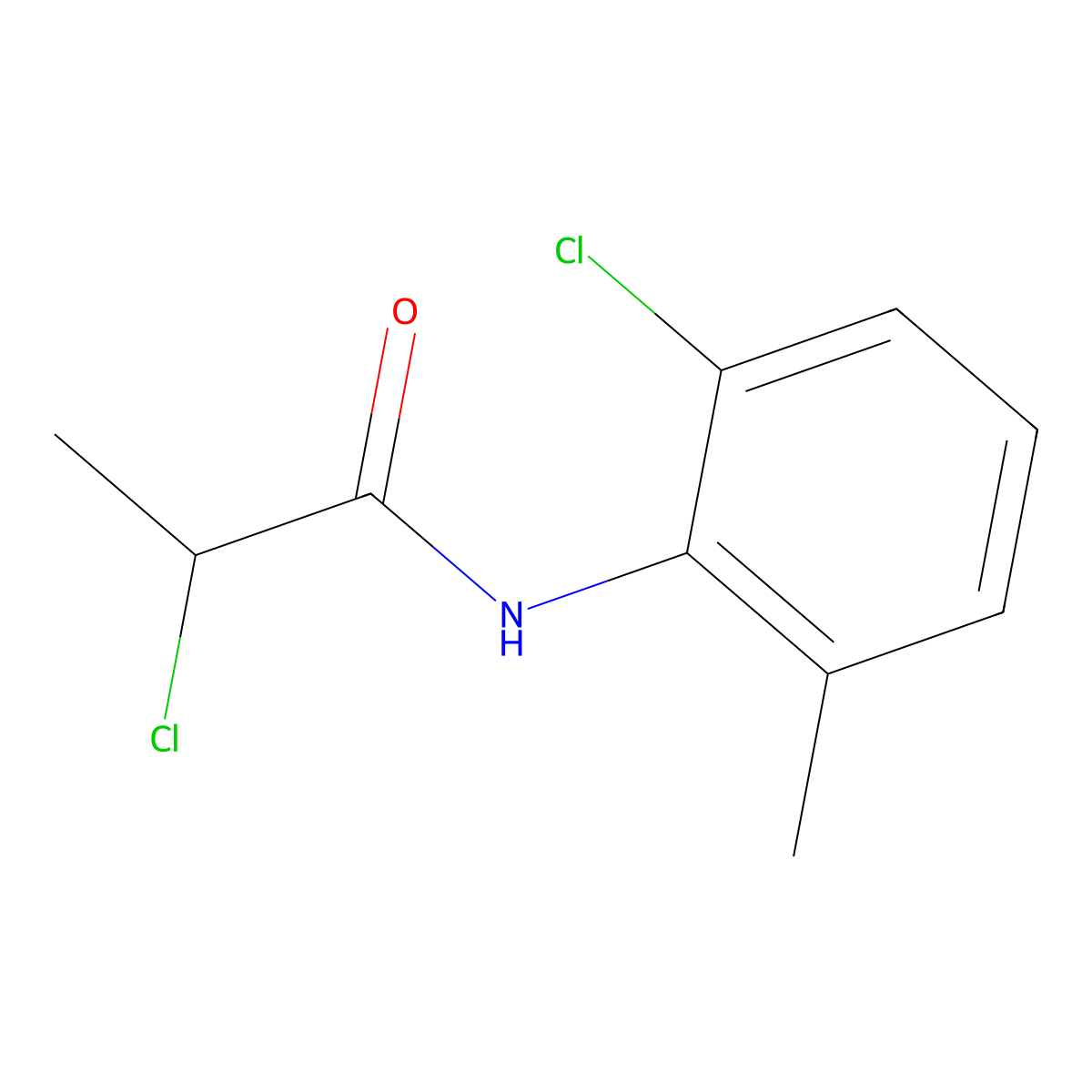 2-chloro-N-(2-chloro-6-methylphenyl)propanamide molecular structure, CAS 572881-05-1