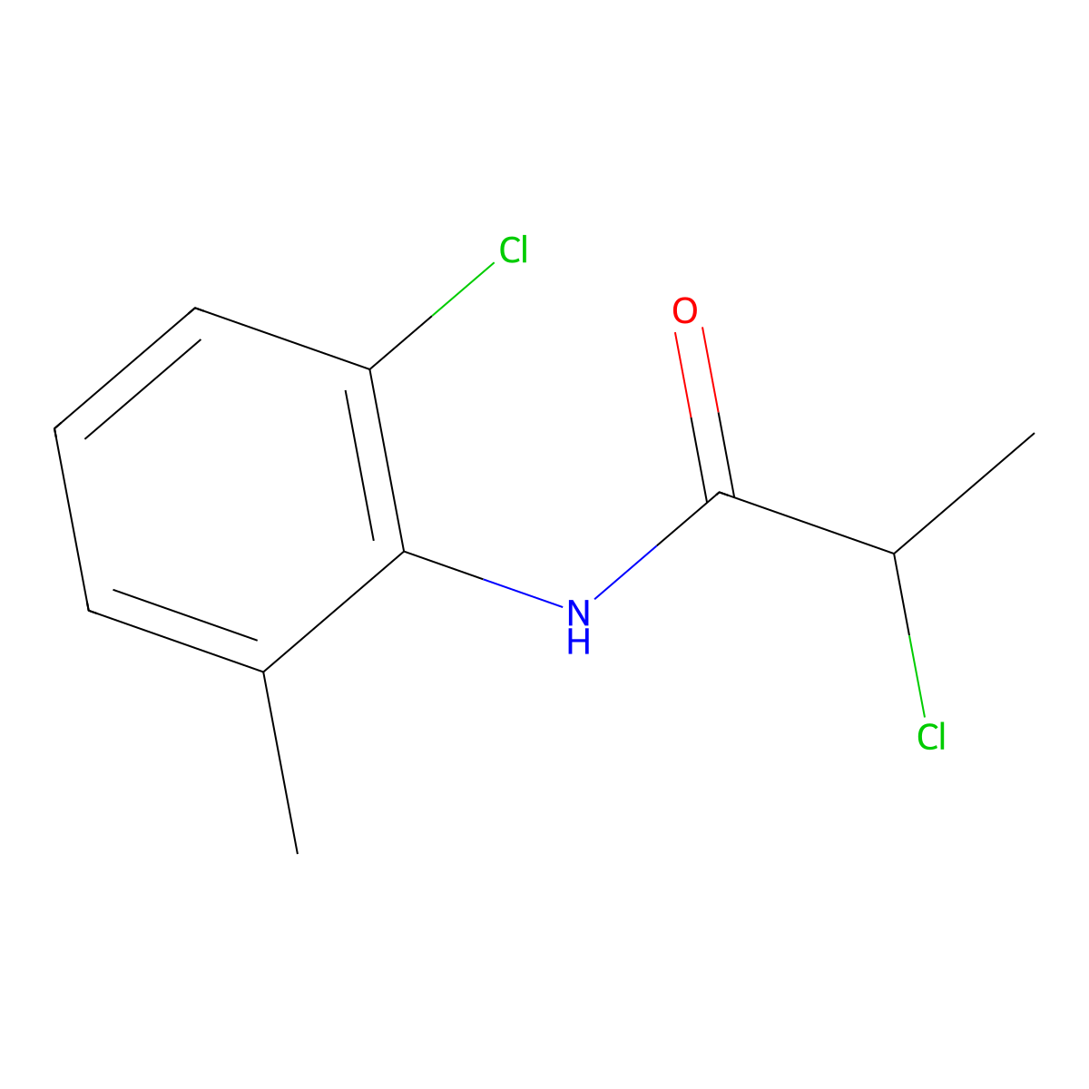 2-chloro-N-(2-chloro-6-methylphenyl)propanamide molecular structure, CAS 572881-05-1