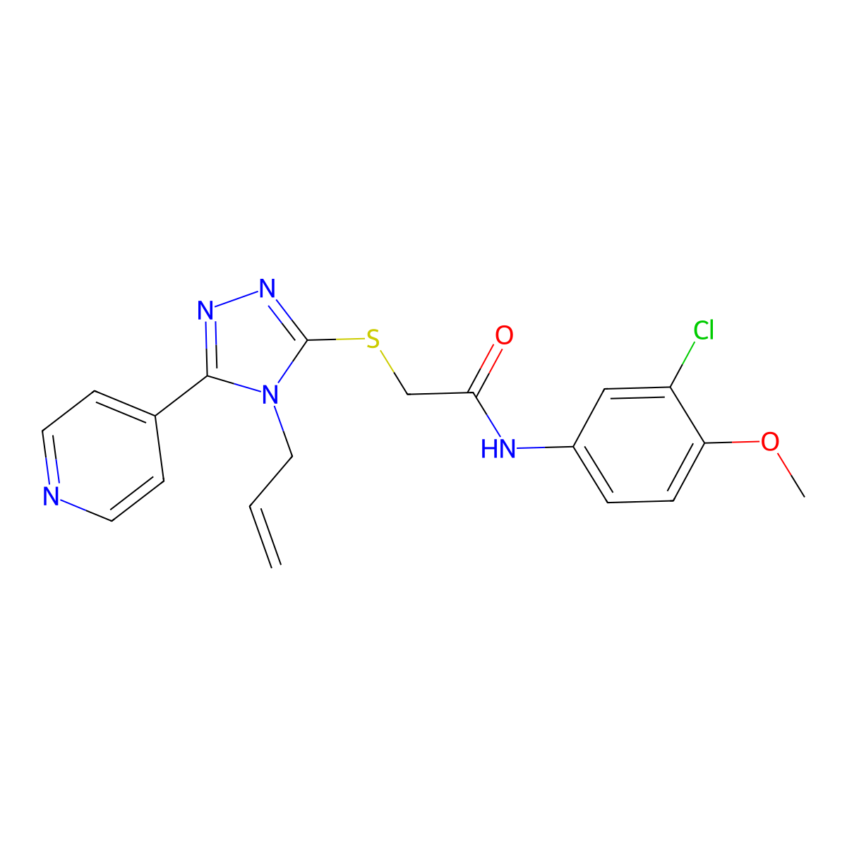 N-(3-chloro-4-methoxyphenyl)-2-{[4-(prop-2-en-1-yl)-5-(pyridin-4-yl)-4H-1,2,4-triazol-3-yl]sulfanyl}acetamide molecular structure, CAS 572882-93-0