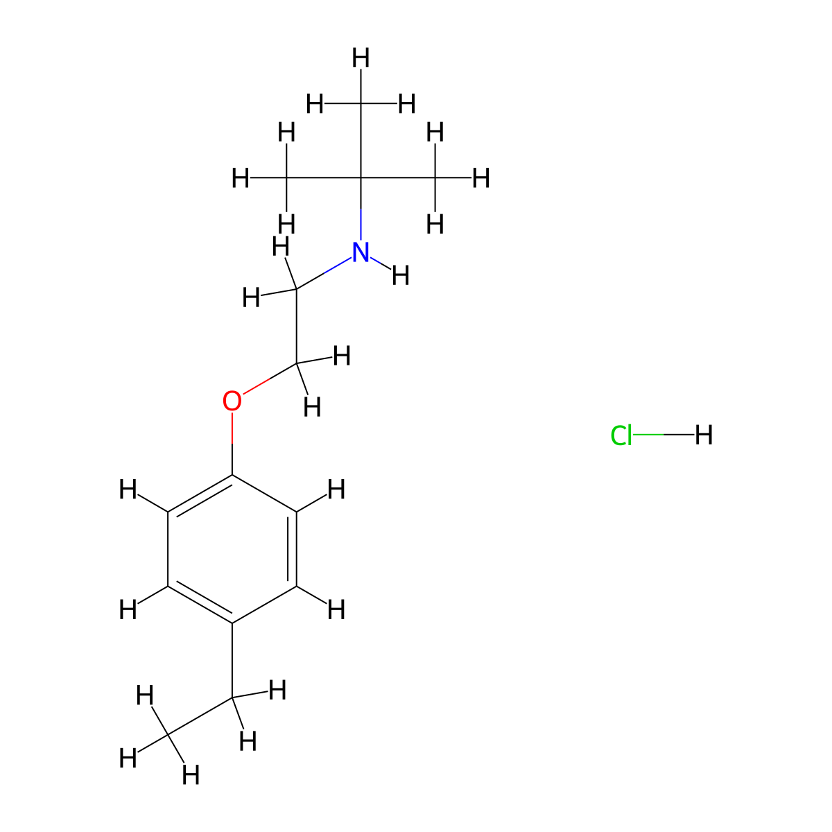 N-[2-(4-Ethylphenoxy)ethyl]-2-methylpropan-2-amine;hydrochloride molecular structure, CAS 5729-28-2