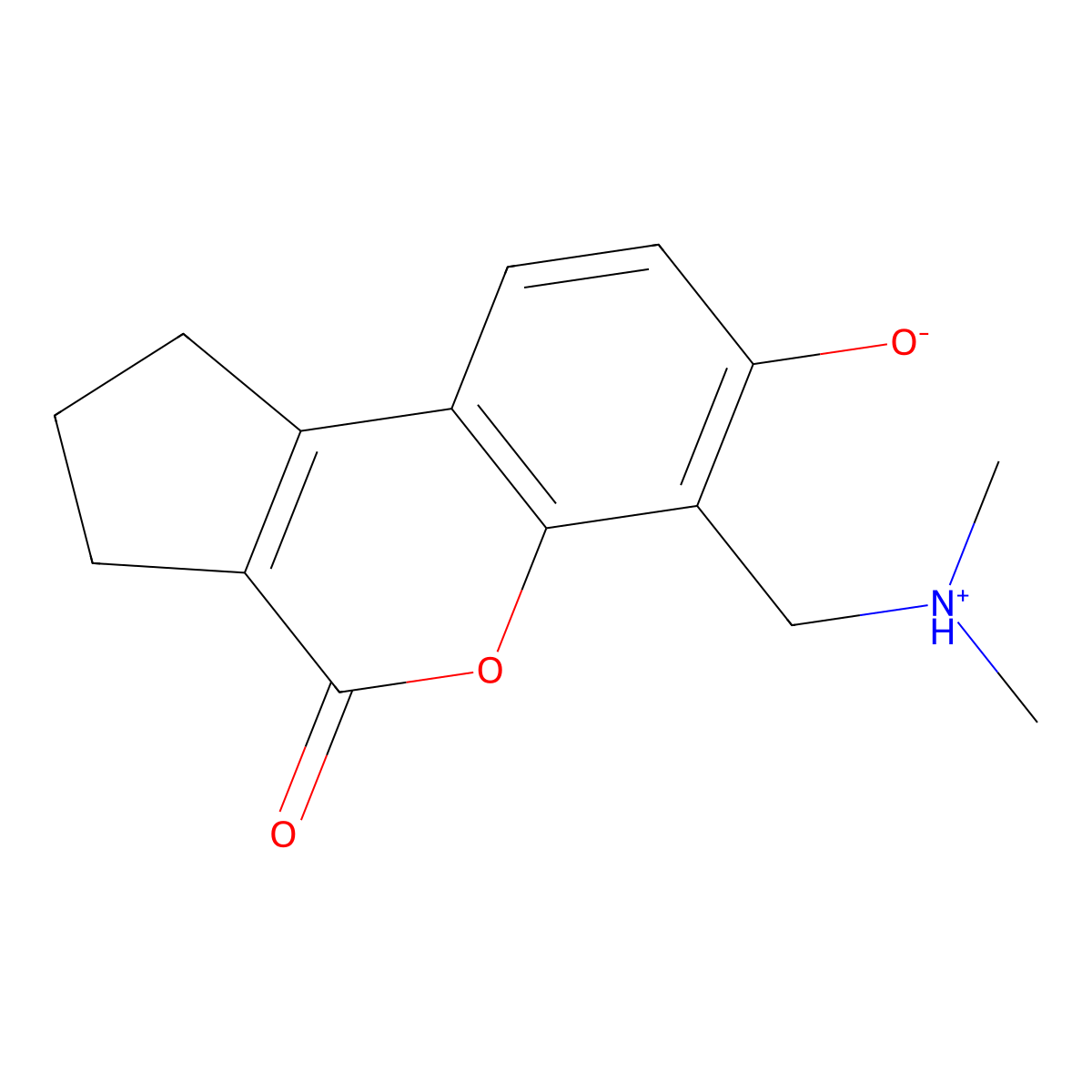 6-[(dimethylazaniumyl)methyl]-4-oxo-2,3-dihydro-1H-cyclopenta[c]chromen-7-olate molecular structure, CAS 5729-82-8
