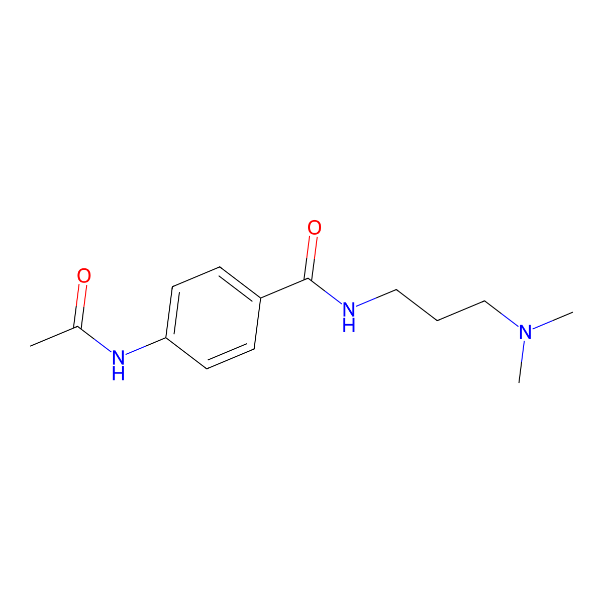 4-acetamido-N-[3-(dimethylamino)propyl]benzamide molecular structure, CAS 5729-90-8