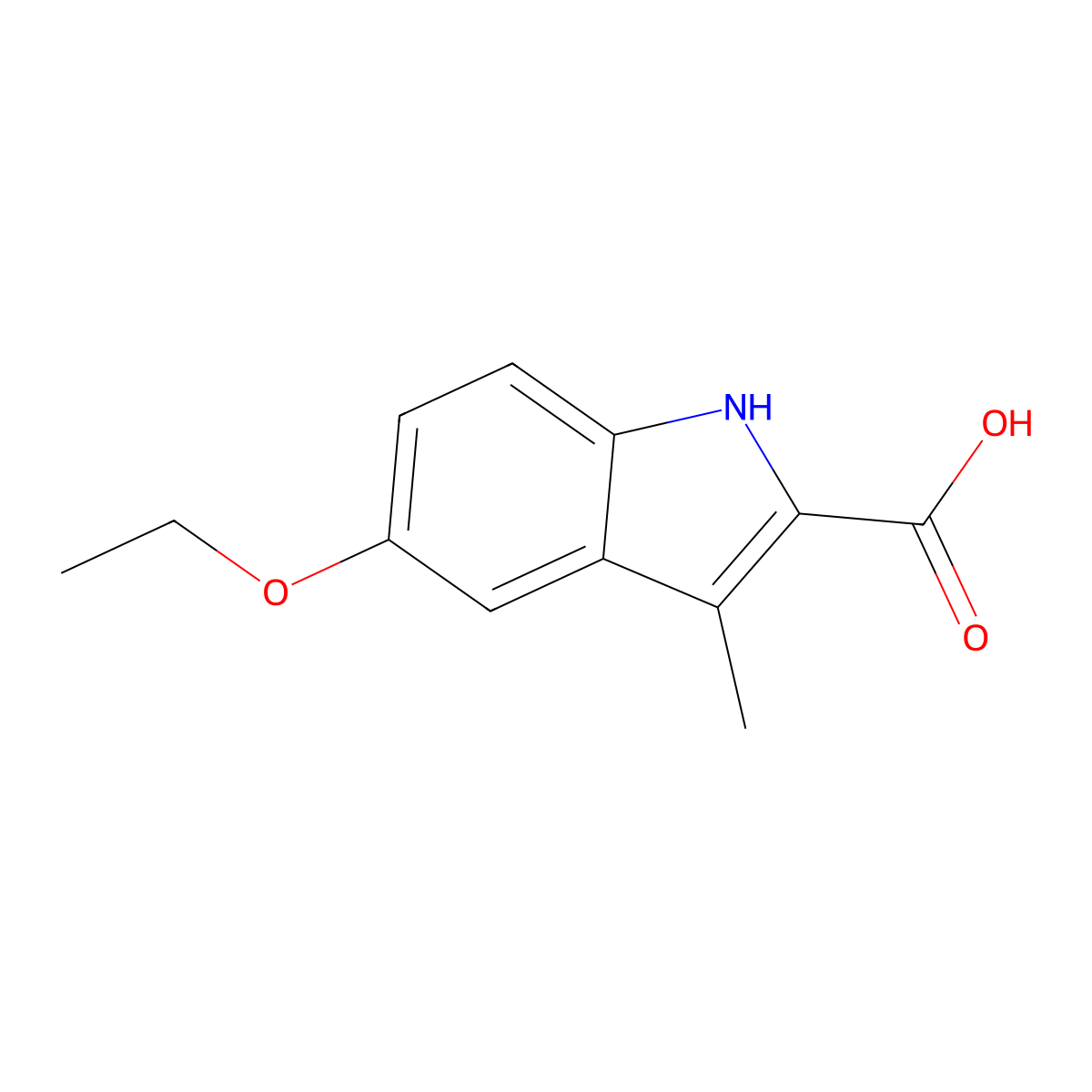 5-ethoxy-3-methyl-1H-indole-2-carboxylic acid molecular structure, CAS 57291-56-2