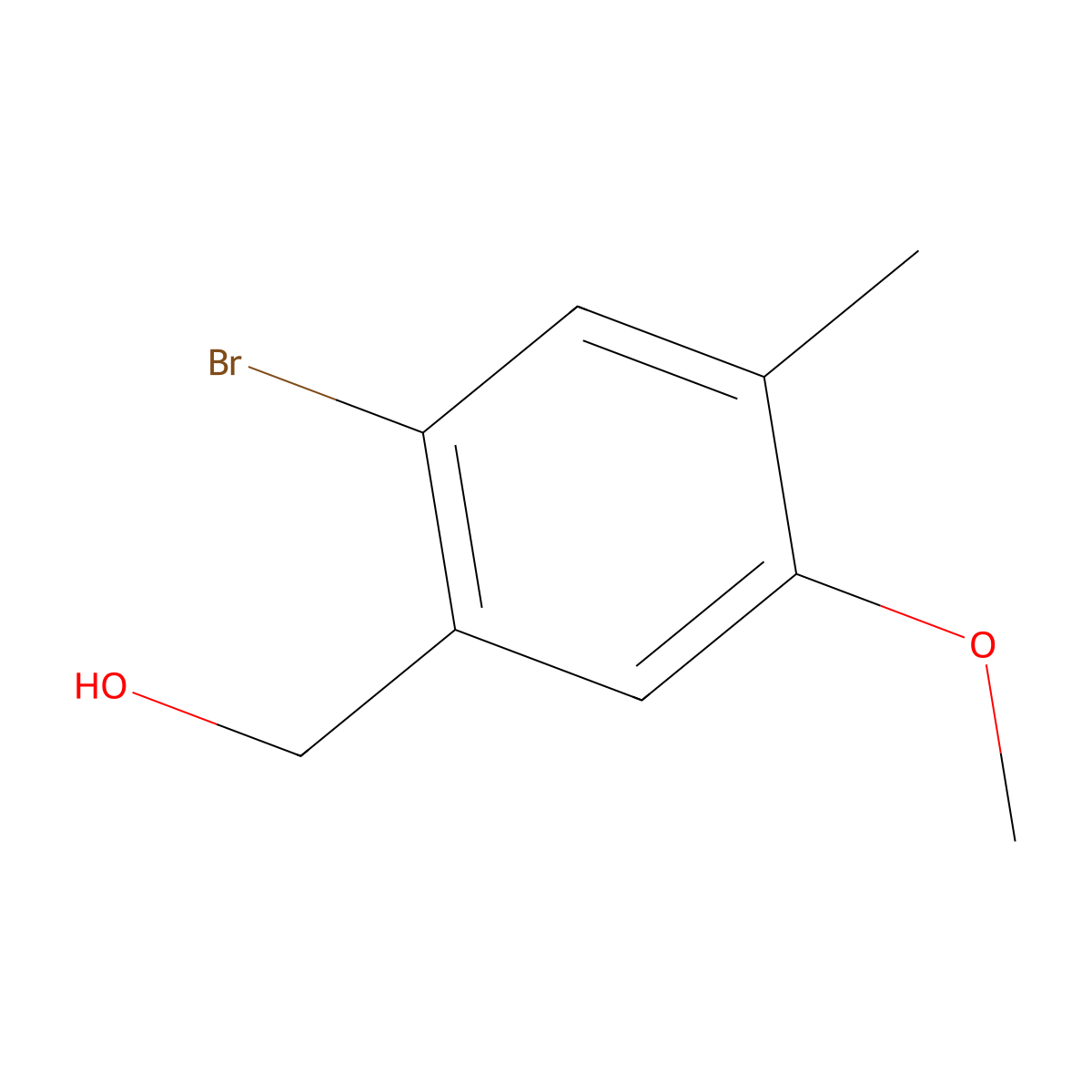 (2-Bromo-5-methoxy-4-methylphenyl)methanol molecular structure, CAS 57295-33-7