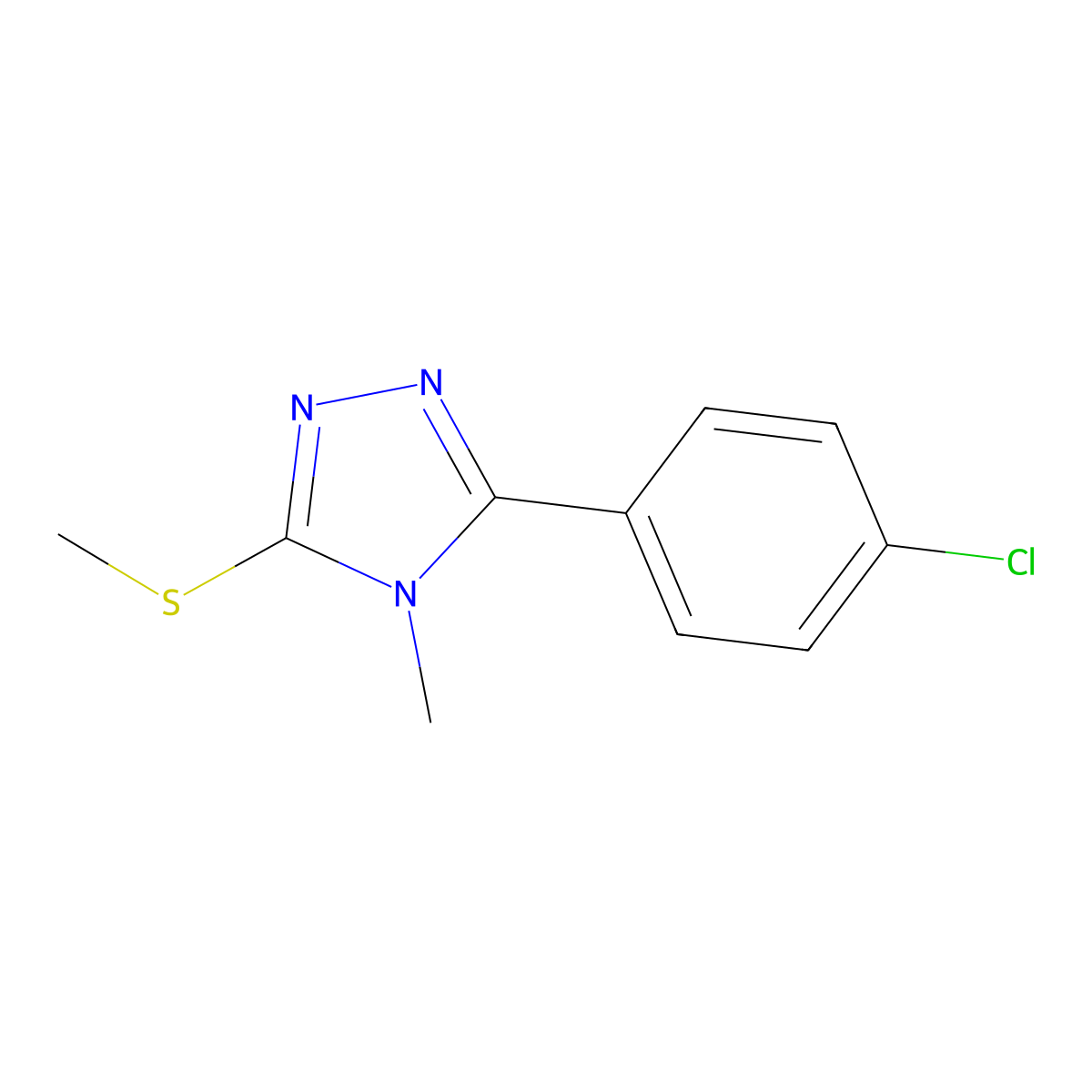 3-(4-Chlorophenyl)-4-methyl-5-(methylthio)-4H-1,2,4-triazole molecular structure, CAS 57295-58-6