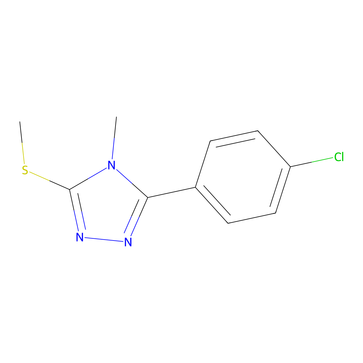 3-(4-Chlorophenyl)-4-methyl-5-(methylthio)-4H-1,2,4-triazole molecular structure, CAS 57295-58-6